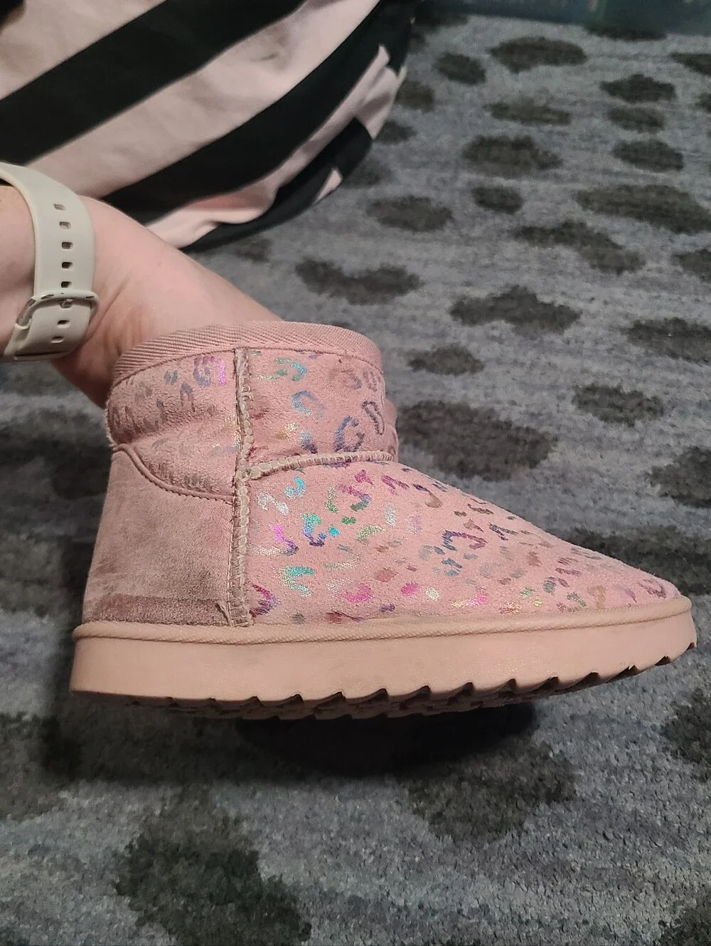 Girls Toddler Pink Fuzzy Boots sz 9/10c